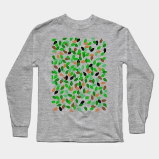 Green, black and brown leaves pattern Long Sleeve T-Shirt